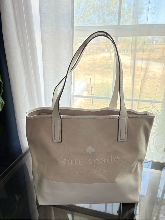 kate spade Handbags - kate spade NY Ash Street Logo Beige Canvas Tote Bag